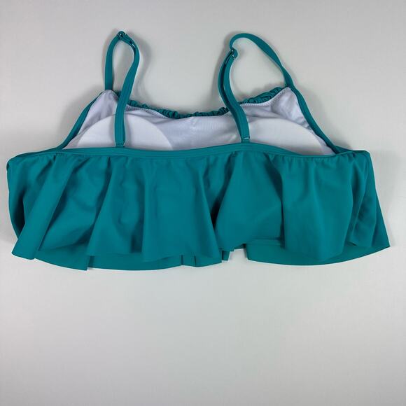 Cupshe Women's  Falbala Bikini XXL Teal ruffled top adjustable straps - Picture 7 of 13